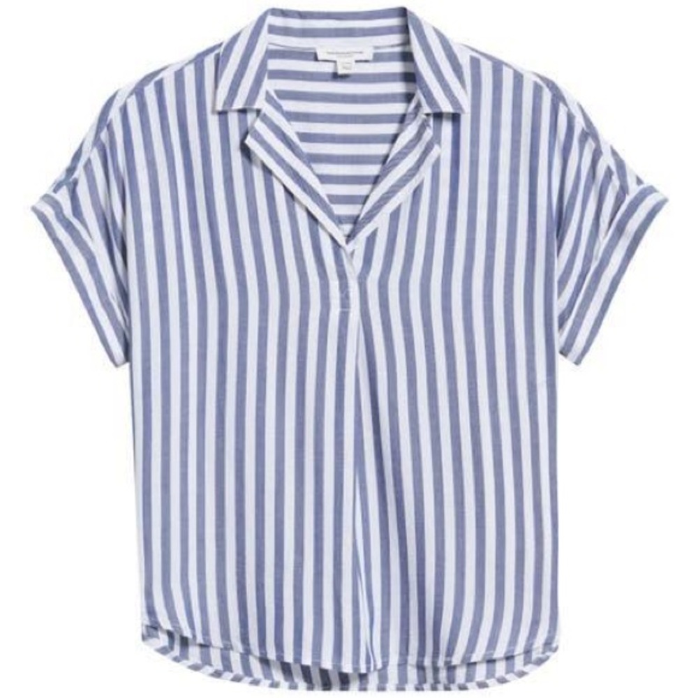 beachlunchlounge Blue and White Striped Blouse